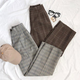 High Waist Vintage Retro Plaid Office Pants